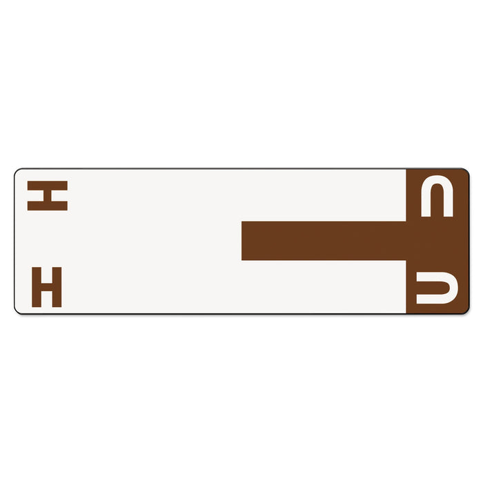 Smead AlphaZ Color-Coded First Letter Combo Alpha Labels, H/U, 1.16 x 3.63, Dark Brown/White, 5/Sheet, 20 Sheets/Pack