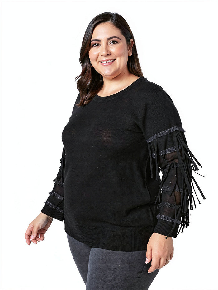 Alfani Women's Plus Size Fringe-Sleeve Sweater, Size OX by Vanessa Jane