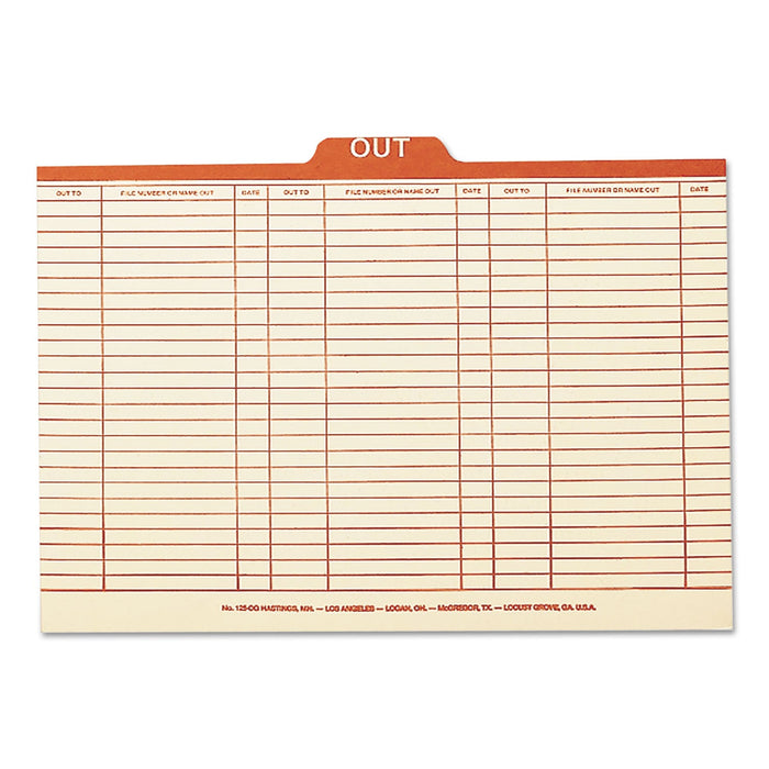 Smead Manila Out Guides, Printed Form Style, 1/5-Cut Top Tab, Out, 8.5 x 14, Manila, 100/Box