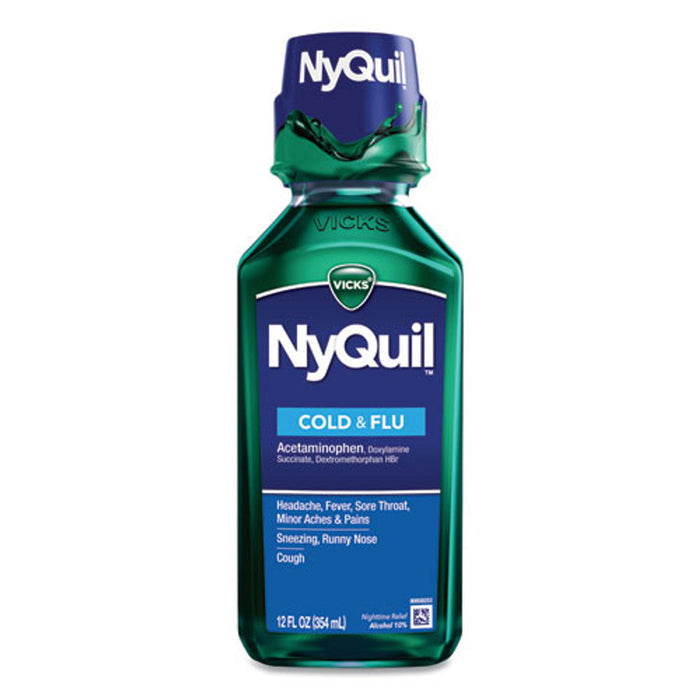 Vicks NyQuil Nighttime Cold & Flu Relief Liquid, Berry Flavor, 12 fl oz by Pasteur Pharmacy