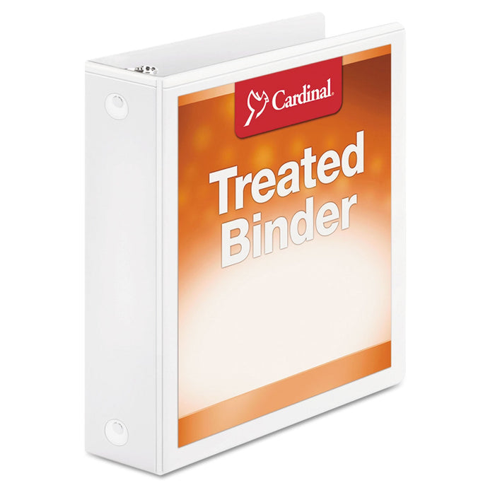 Cardinal Treated Binder ClearVue Locking Round Ring Binder, 3 Rings, 2" Capacity, 11 x 8.5, White