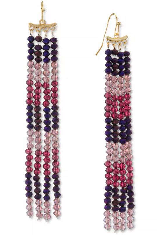 Style and Co Gold-Tone Beaded Multi-Strand Linear Drop Earrings by Vanessa Jane
