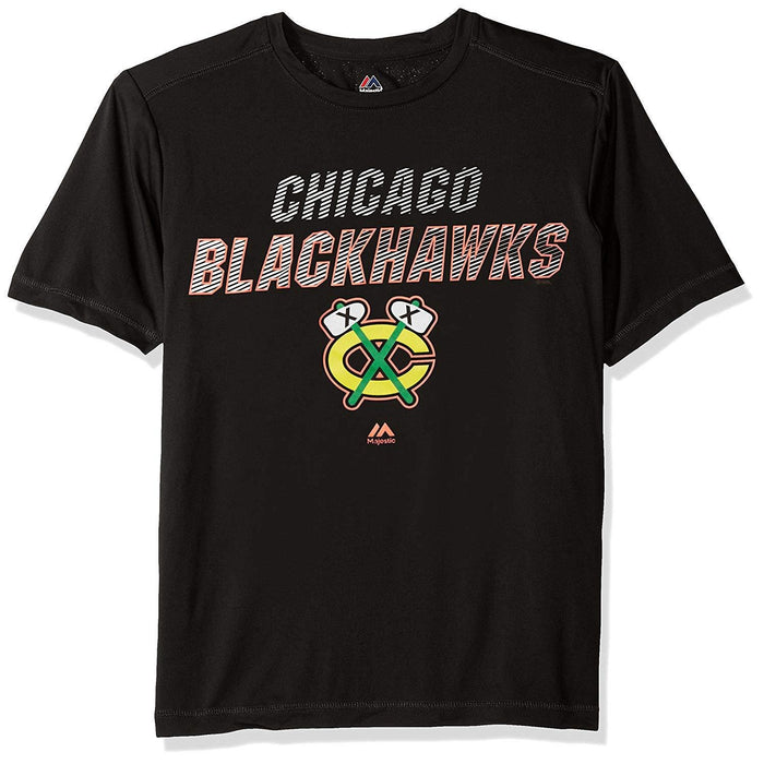 Chicago Blackhawks Mens Charging Short Sleeve Synthetic Tee-Large, Black by Vanessa Jane