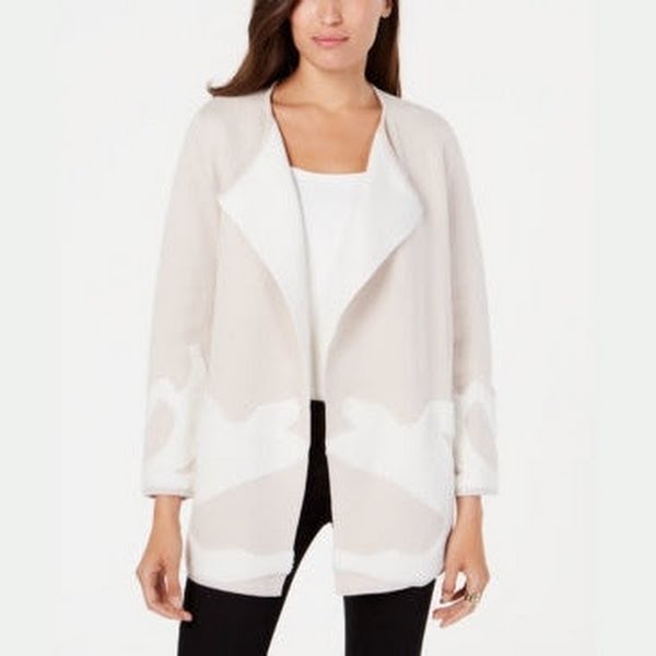 Alfani Women's Double-Knit Sweater Coat, Beige, Size Medium by Vanessa Jane