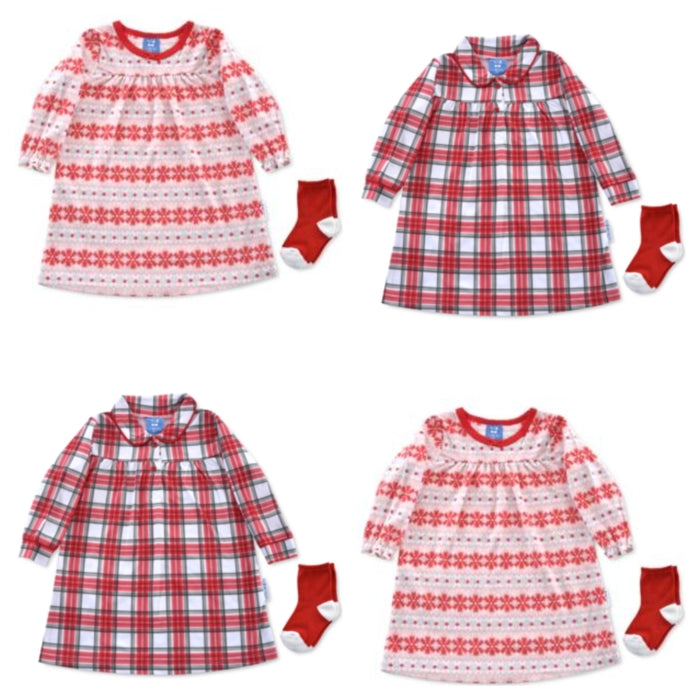 Max an Olivia Baby Girls 2-Pc. Fair Isle-Print Nightgown Sock Set by Vanessa Jane