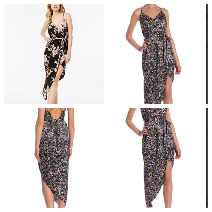Material Girl Juniors Printed Asymmetrical Satin Dress by Vanessa Jane