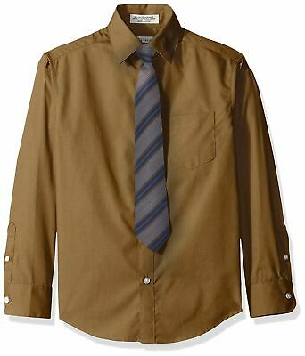 Perry Ellis Big Boys Solid Broadcloth Packed Shirt with Tie by Vanessa Jane