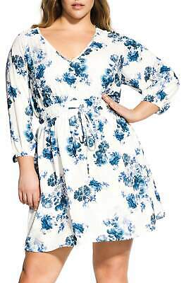 City Chic Womens Plus Floral Tie Waist Shirtdress by Vanessa Jane