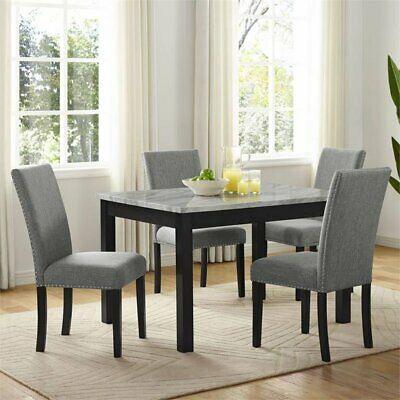 Furniture of America Vacti Wood 5-Piece Dining Set in Brown and Gray by Vanessa Jane