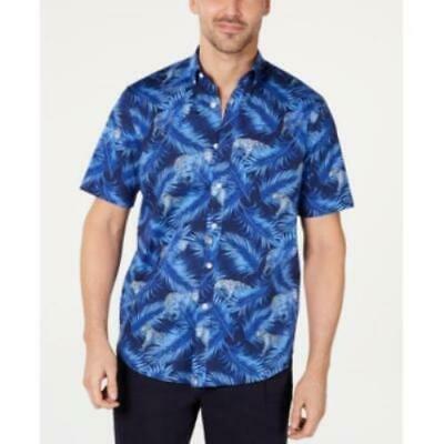 Club Room Mens Stretch Cheetah-Print Jungle Shirt by Vanessa Jane