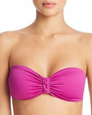Red Carter Button-Detail Textured Bandeau Bikini Top by Vanessa Jane