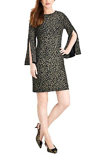MSK Womens Metallic Bell Sleeve Cocktail Dress by Vanessa Jane