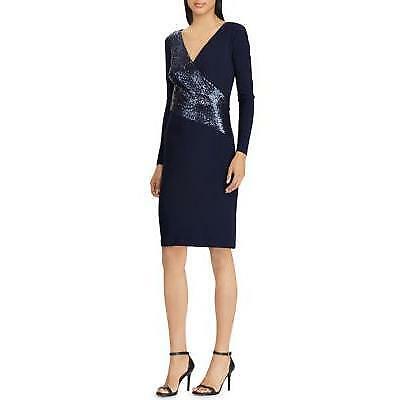 Lauren Ralph Lauren Womens Dress Sheath Sequined V-Neck by Vanessa Jane
