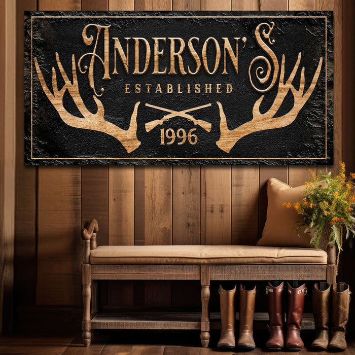Personalized Family Antler Sign II by Tailored Canvases