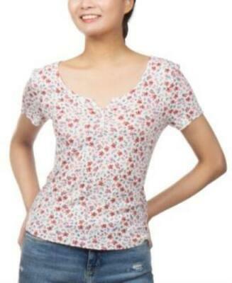 Hippie Rose Juniors Henley-Neck Top by Vanessa Jane