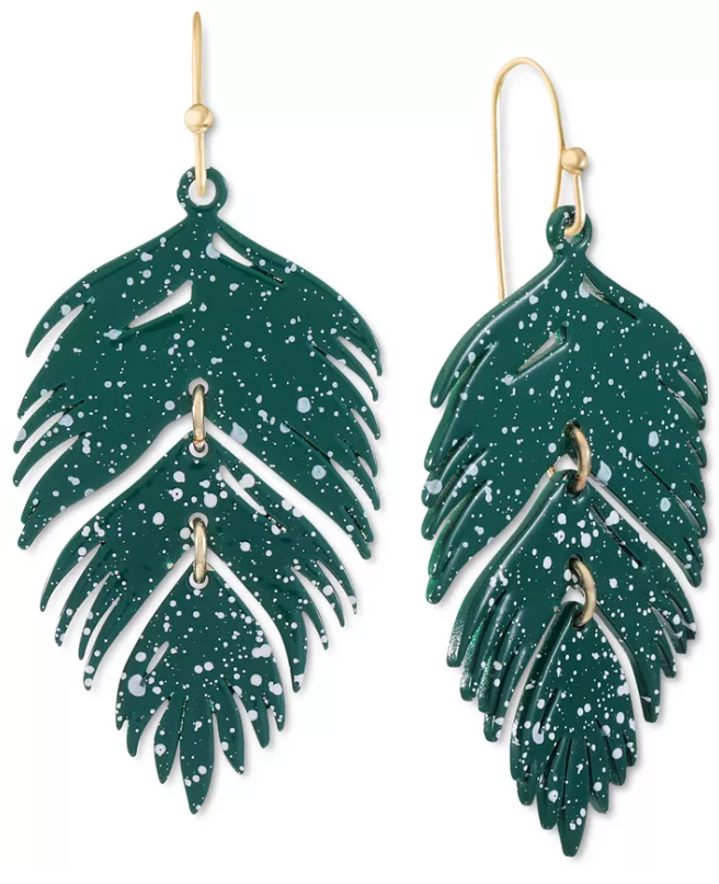 Alfani Gold-Tone Colored Palm Leaf Drop Earrings by Vanessa Jane