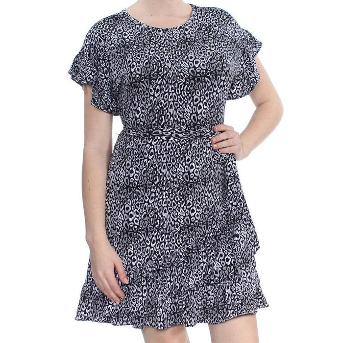 Michael Kors Women's Ruffle Short Sleeve Jewel Neck Above the Knee, Size Medium by Vanessa Jane