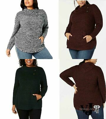 Style & Co. Womens Marled Envelope Neck Pullover Sweater by Vanessa Jane