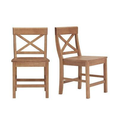 StyleWell Cedarville Patina Oak Finish Dining Chair With Cross Back (Set of 2) by Vanessa Jane