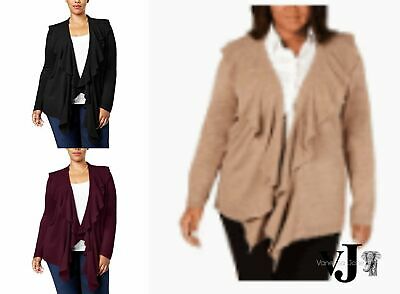 Karen Scott Plus Size Luxsoft Ruffled Cardigan by Vanessa Jane