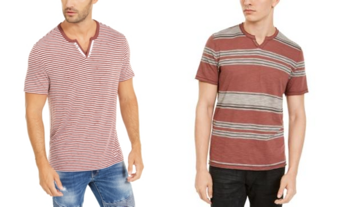 Inc Mens Stripe Split-Neck T-Shirt by Vanessa Jane