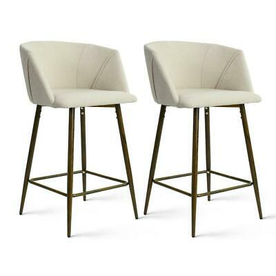 Elevens Wide Barrel Shape Upholstered Metal Frame 26 In. Counter Stool, Set of 2 by Vanessa Jane