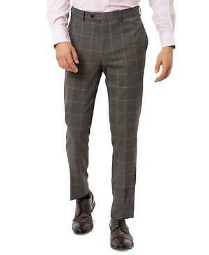 Tallia Mens Gray Windowpane Plaid Slim Pants by Vanessa Jane
