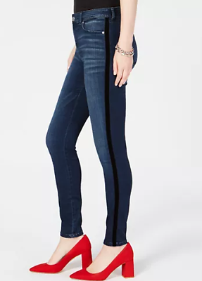 I.n.c. Women's Petite Velvet Racing Stripe Jeans by Vanessa Jane
