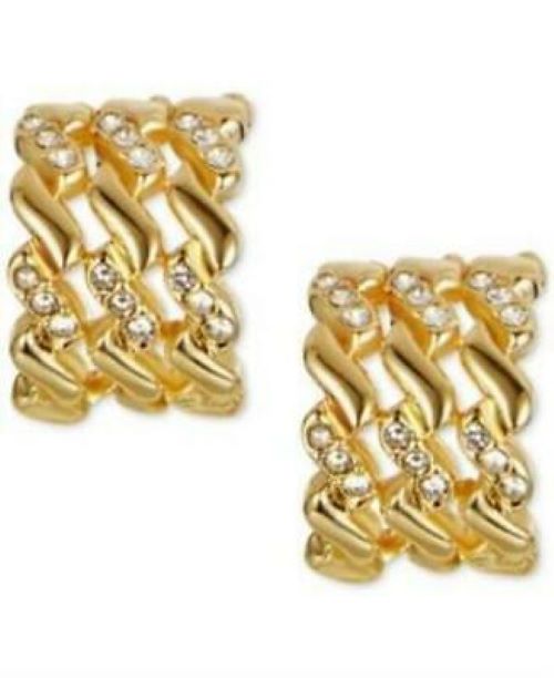 Charter Club Gold-Tone Small Pave Triple-Row C-Hoop Earrings by Vanessa Jane