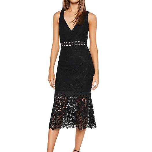 Bardot Women's Fiona Lace Trumpet Dress, Black, Size 6 by Vanessa Jane