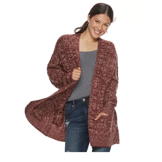American Rag Juniors Drop Shoulder Cable Cardigan, Size Small by Vanessa Jane