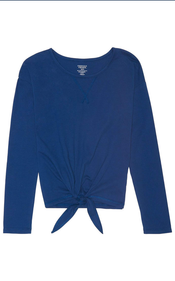 French Toast Girls Little Long Sleeve Tie Front Top by Vanessa Jane