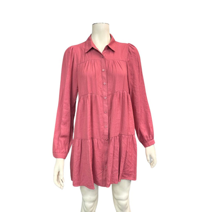 Mi Ami Fable Tiered Long Sleeve Mini Dress, Size Medium by Vanessa Jane