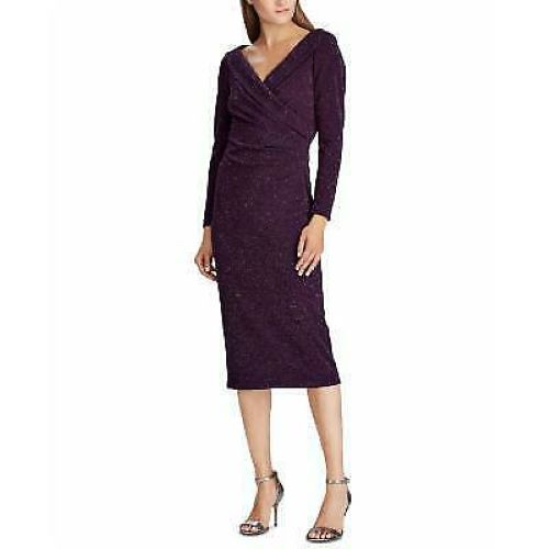 Lauren Ralph Lauren Metallic Surplice Dress, Size 0 by Vanessa Jane