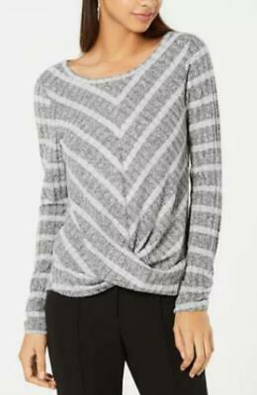 Bcx Juniors Striped Twist-Front Sweater, Size XS by Vanessa Jane