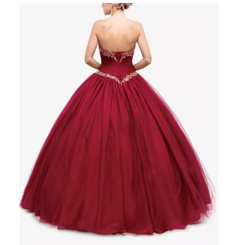 Dancing Queen/Quinceañera Embellished Pleated Strapless Gown, Size Large by Vanessa Jane