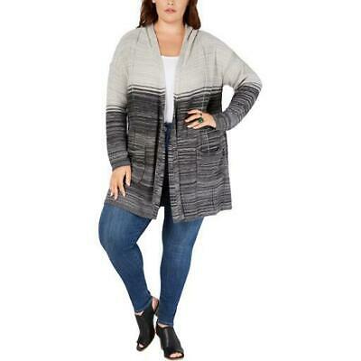 Style & Co. Womens Plus Ombre Hooded Cardigan Sweater by Vanessa Jane