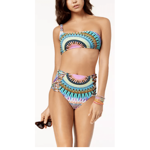 Bar lll Women Sunburst One Shoulder Bandeau Bikini Top Swimsuit, Size XL by Vanessa Jane