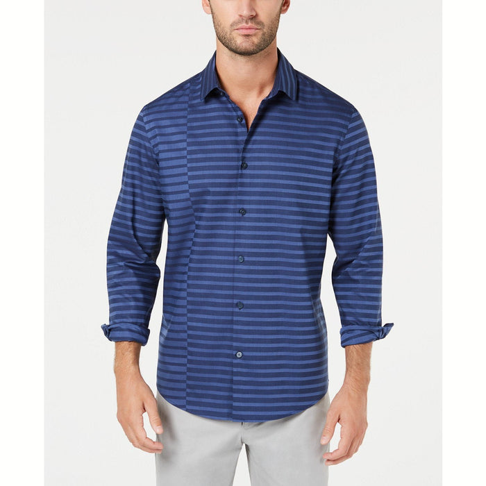 Alfani Mens Pieced Stripe Twill Shirt by Vanessa Jane