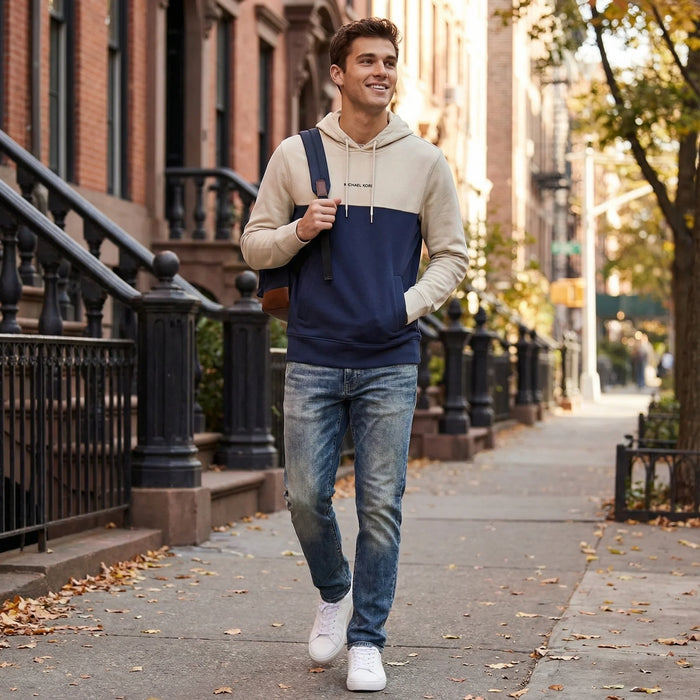 Michael Kors Blue and Tan Pullover Hoodie Men’s Lg by Vanessa Jane