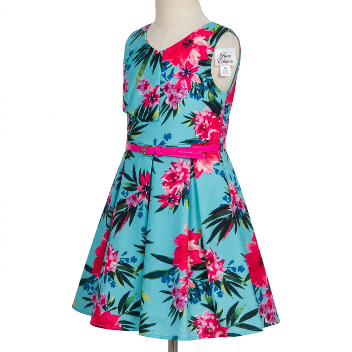 Rare Editions Girls Belted Floral Dress, Size 6X by Vanessa Jane