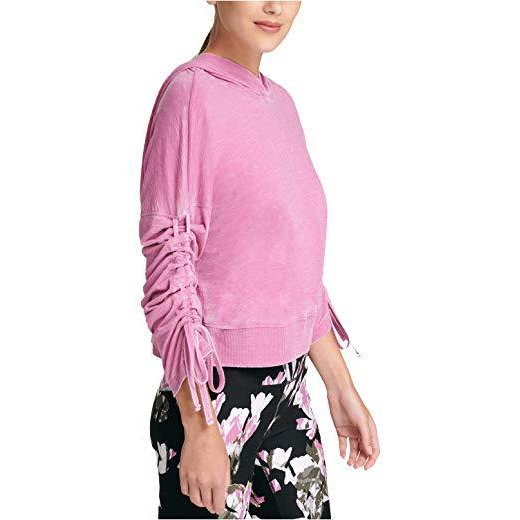 DKNY Women's Sport Relaxed Cinch-Sleeve Hoodie Light Peony, Small by Vanessa Jane