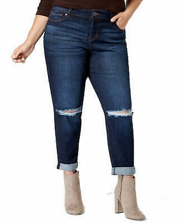 Celebrity Pink Jeans Plus Ripped Girlfriend Stretch by Vanessa Jane