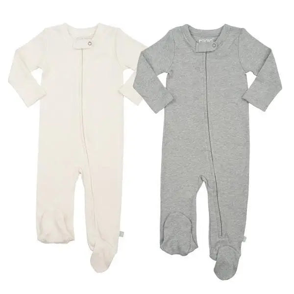 2 pc. zipper footie set | ivory & heather grey by Finn + Emma