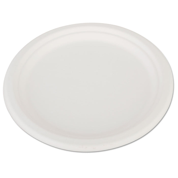 SCT ChampWare Heavyweight Bagasse Dinnerware, Plate, 10" dia, White, 500/Carton