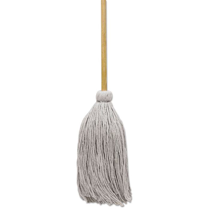 Boardwalk Cotton Deck Mop, 12 oz White Cotton Head, 50" Brown Wood Handle, Dozen