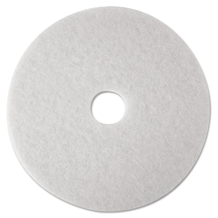 3M Low-Speed Super Polishing Floor Pads 4100, 27" Diameter, White, 5/Carton