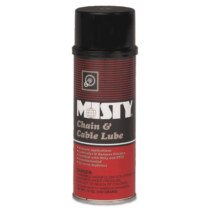 Misty Chain and Cable Spray Lube, 12 oz Aerosol Can, 12/Carton