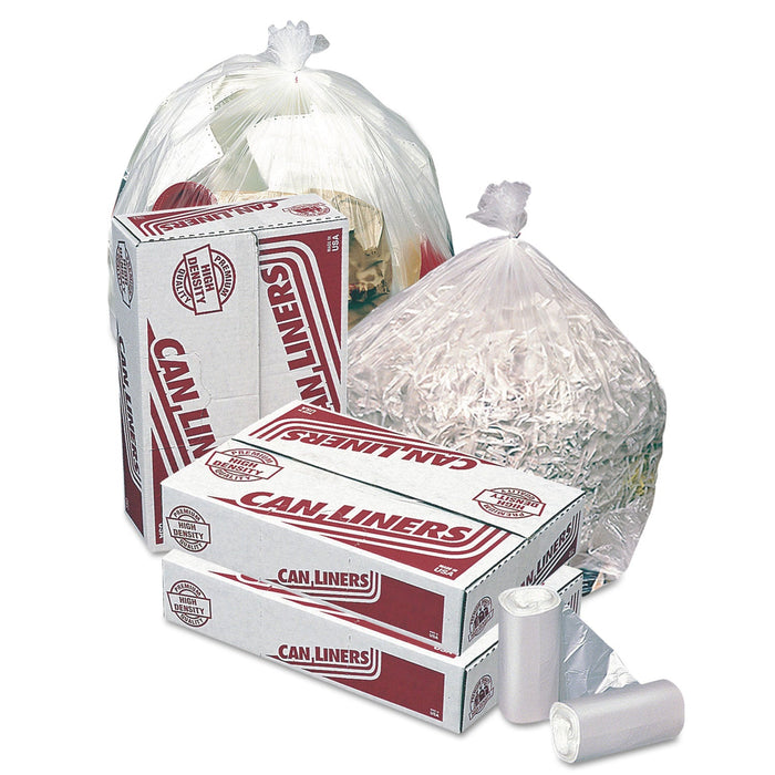 Pitt Plastics High-Density Coreless Mini-Roll Can Liners, 30 gal, 10 microns, 30" x 37", Natural, 500/Carton