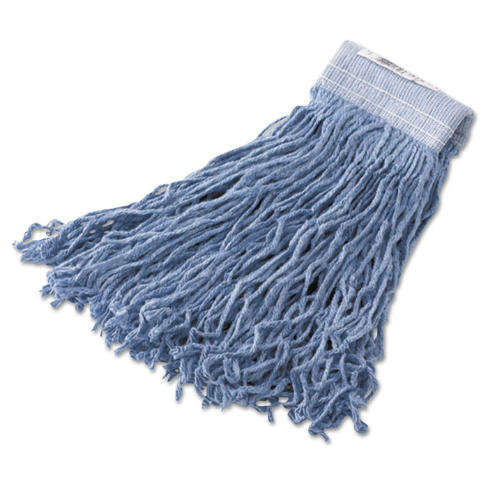 Rubbermaid Synthetic Wet Mop Heads, Blue, 16 oz, 5-In Blue Headband, 6/Carton